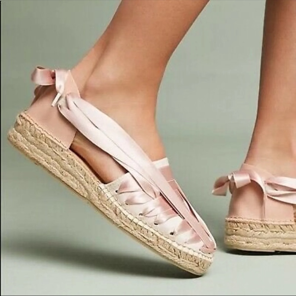 Anthropologie Naguisa espadrilles satin ribbon